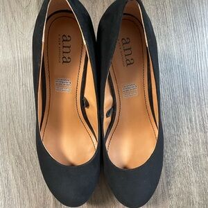 a.n.a Black Wedge Shoes with Suede Finish